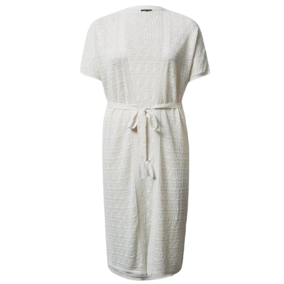 Torrid Women’s Plus Size Crochet Duster Short Sleeve Tie Waist Sweater - Picture 5 of 11